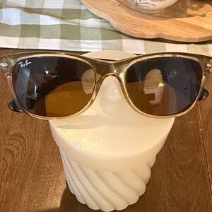 Ray-Ban Clear Tan Frame Sunglasses with Brown Lenses